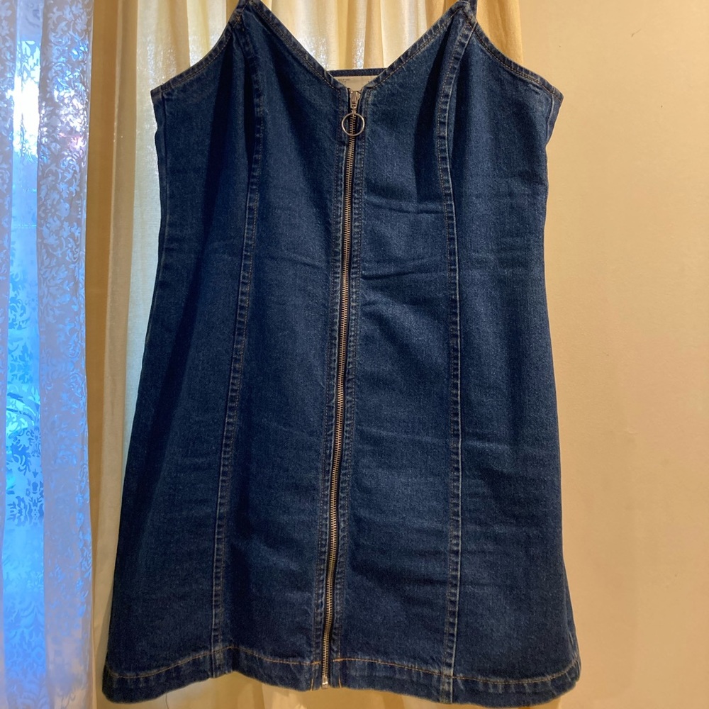 Topshop Moto Denim Zip Up Mini Dress